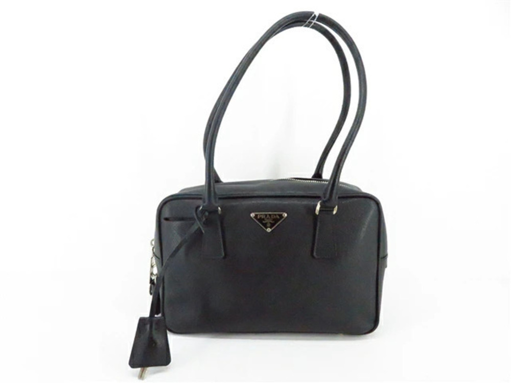 Prada bag handbag embossed leather black
